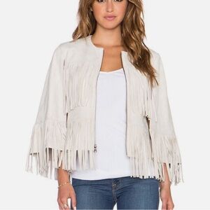 BCBGMaxAzria Fringe Cape Jacket